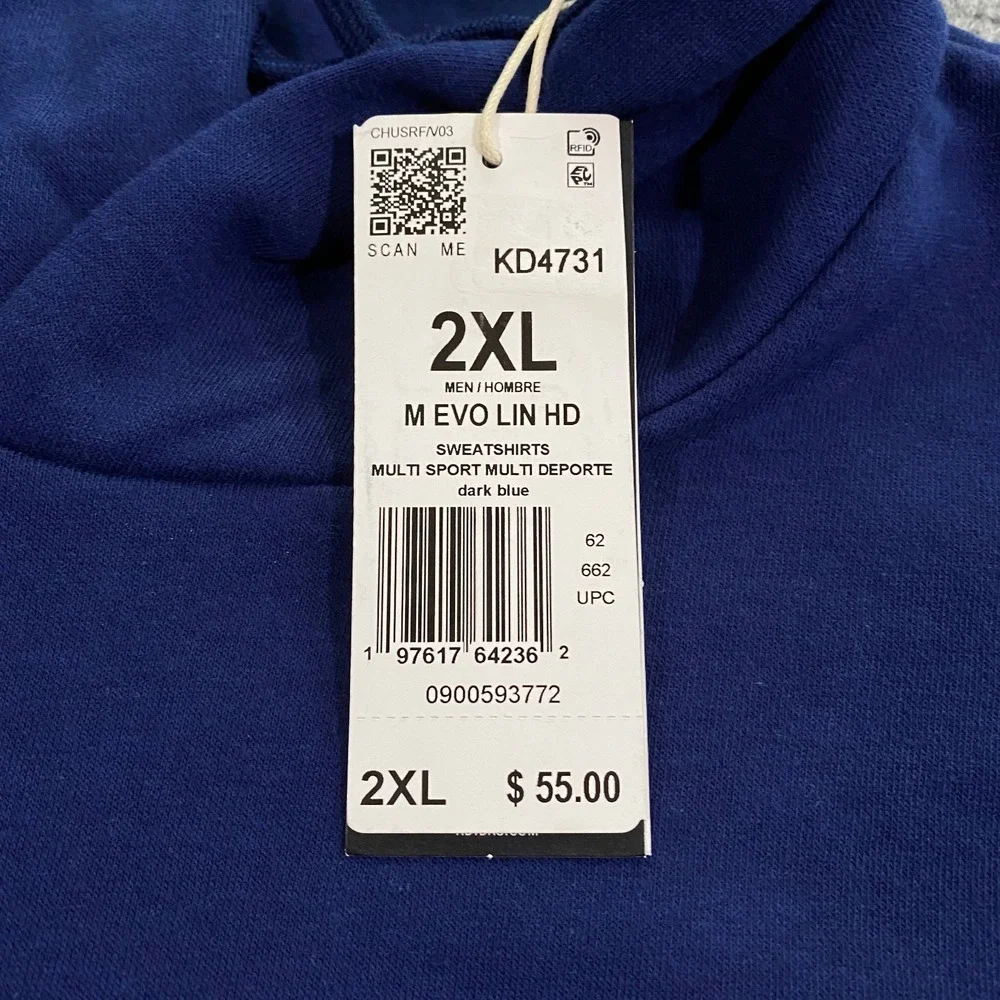 Adidas 3D Retro 70s Striped Logo Hoodie Mens XXL Blue Spell Out Disco Groovy NWT